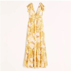 Abercrombie Tie Shoulder Maxi in Yellow Floral size Small